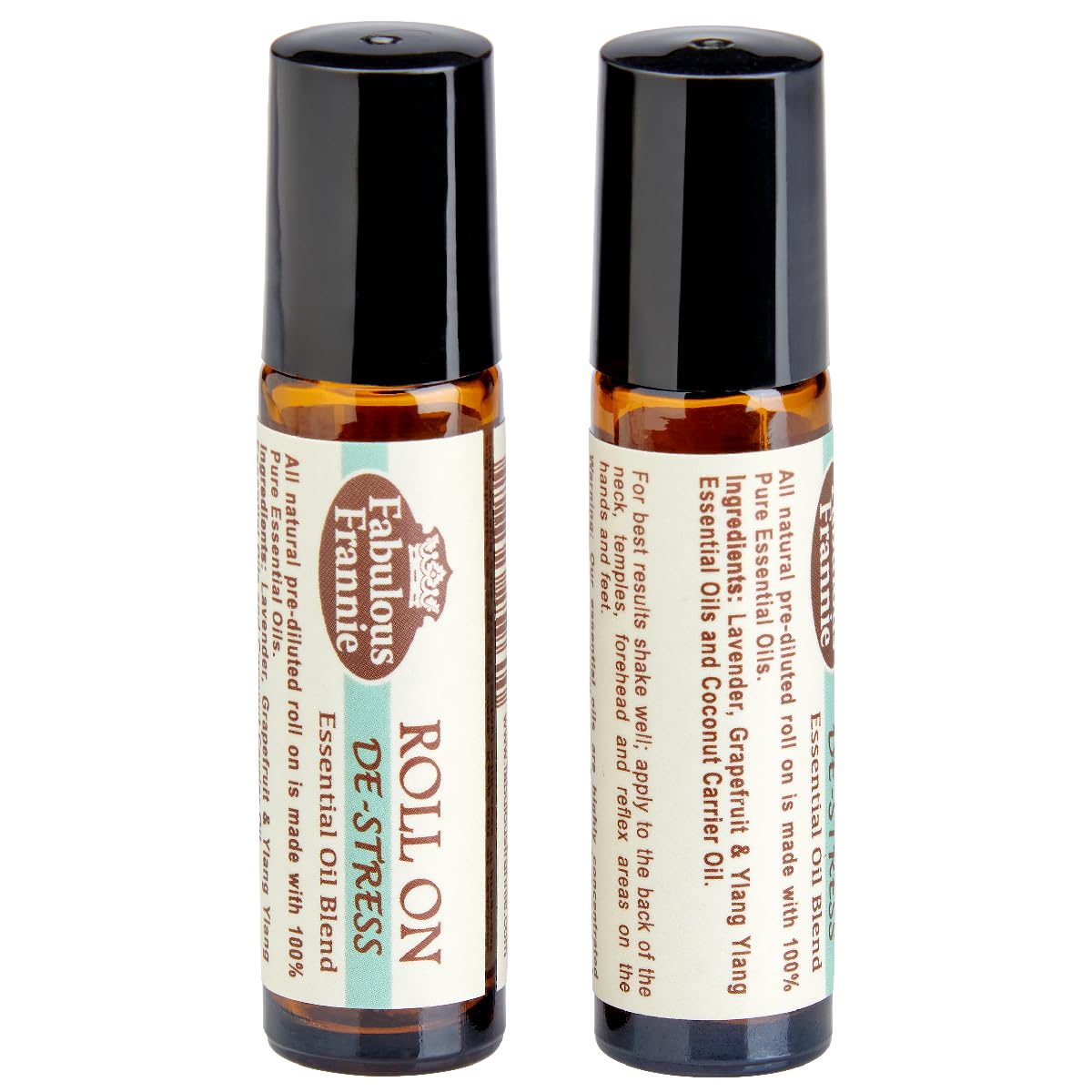 Fabulous Frannie De-Stress Essential Oil Blend Roll-On Grapefruit, Lavender, Ylang Ylang Pure Essential Oils and Coconut Oil 10ml