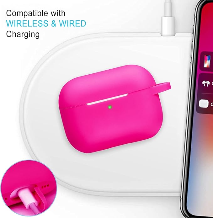Case for Apple Airpods Pro 3 (2025) - VOTILE Airpods Pro 3 Cases Cover Women Silicone iPods Pro 3 Earbuds Wireless Accessorie Charging Cases Girl Bling Keychain for Airpod iPods Pro 3 - Hot Pink