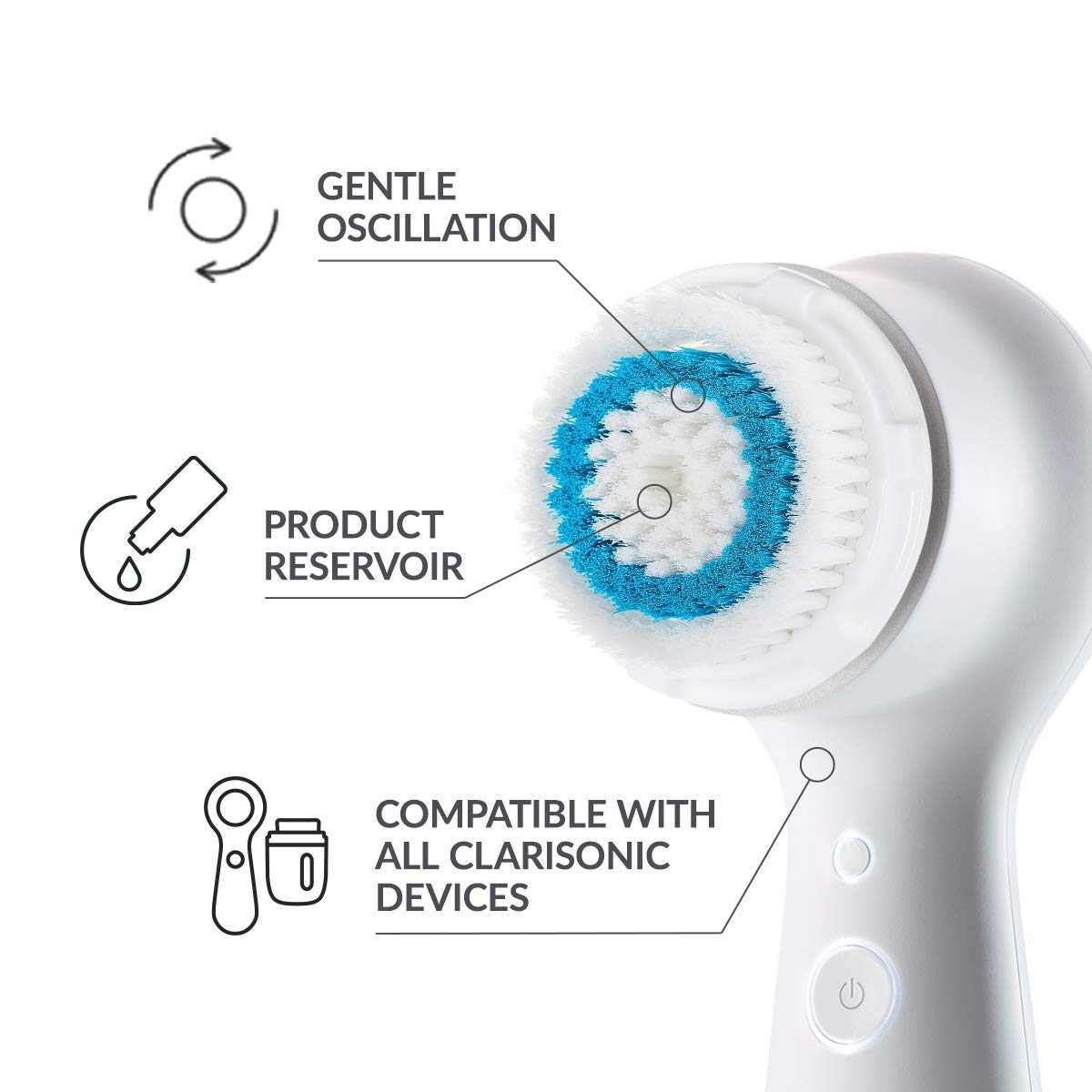 Clarisonic Deep Pore Facial Cleansing Brush Head Replacement Compatible with Mia 1, Mia 2, Mia Fit, Alpha Fit, Smart Profile Uplift and Alpha Fit X, 2 Pack