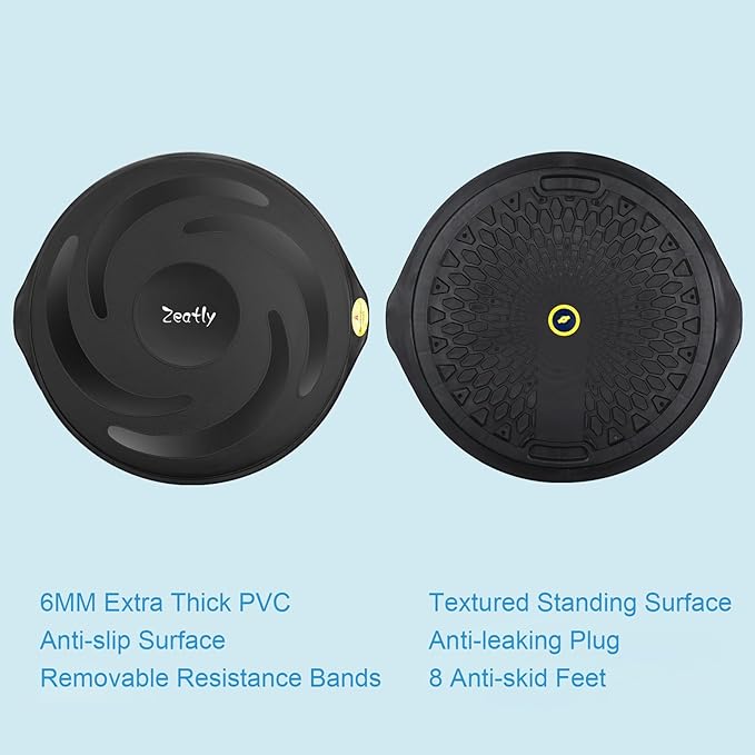 25in Half Balance Ball - 1500lb Heavy Duty Wobble Board Trainer for Core Strength & Stability, Non-Slip Yoga Ball with Resistance Bands & Pump - Home Gym Equipment for Balance Training, Yoga & Physical Therapy