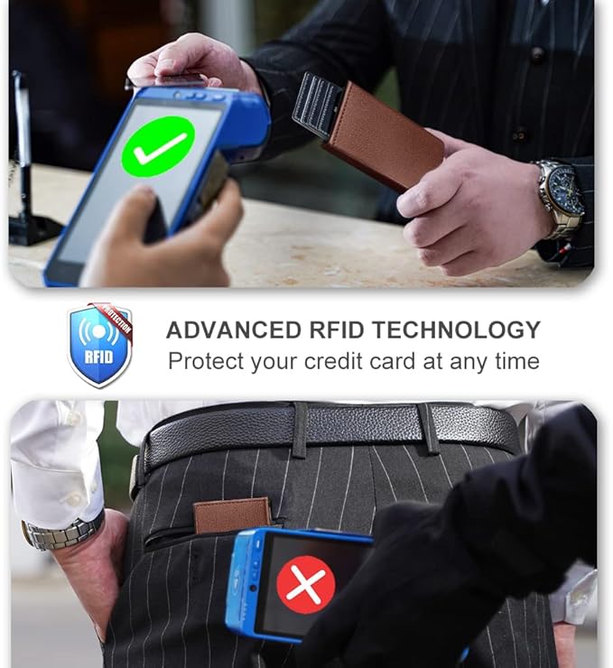 Aiuwo Airtag Wallet for Men,Mens Wallet Card Holder,Smart,Slim,Minimalist Wallet,Credit Cards Holder RFID Blocking Wallet (Airtag Wallet, Lichee Brown)