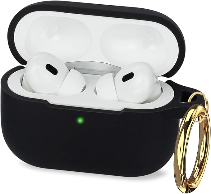 Case for Apple Airpods Pro 3 (2025) - VOTILE Airpods Pro 3 Cases Cover Women Silicone iPods Pro 3 Earbuds Wireless Accessorie Charging Cases Girl Keychain for Airpod iPods Pro 3 Generation - Black