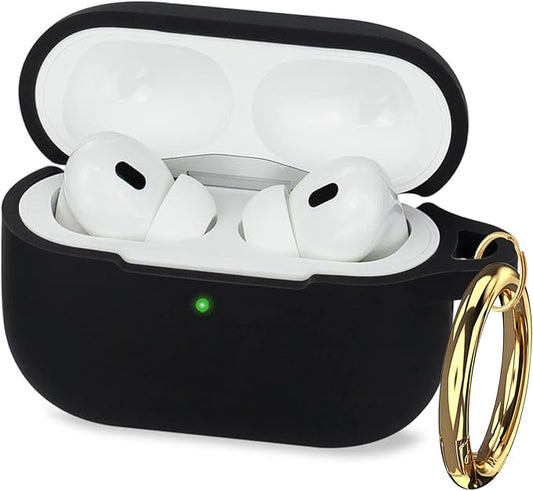 Case for Apple Airpods Pro 3 (2025) - VOTILE Airpods Pro 3 Cases Cover Women Silicone iPods Pro 3 Earbuds Wireless Accessorie Charging Cases Girl Keychain for Airpod iPods Pro 3 Generation - Black