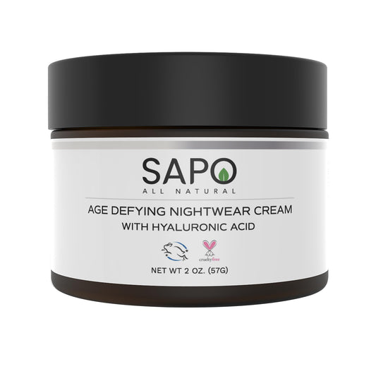 Sapo Night Cream - Age Defying Moisturizer with Hyaluronic Acid, Niacinamide, Squalane and Lavender - Deep Hydration and Repair, 2 oz