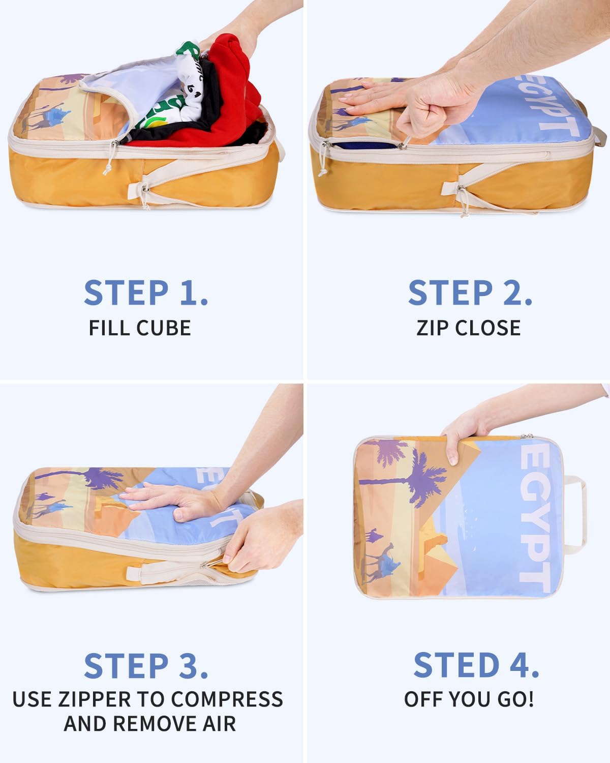 Ceneda 7 Set Compression Packing Cubes for Travel, Expandable Luggage Organizer with Shoe & Laundry Bags, Lightweight Suitcase Packing Cubes for Women & Family, Carry-On, Cruise, Vacation (City Print)