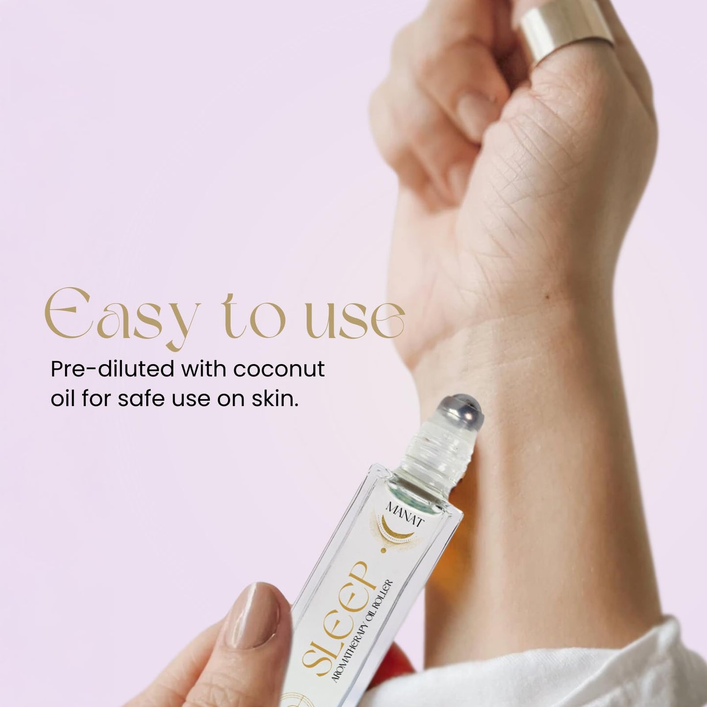 Manat Sleep Essential Oil Roll On –100% Natural Aromatherapy – 10ml Glass Roller Ball – Calming, Soothing & Restful Blend w/Lavender, Chamomile & Orange - Relaxation, Stress Relief, Self Care, Gift