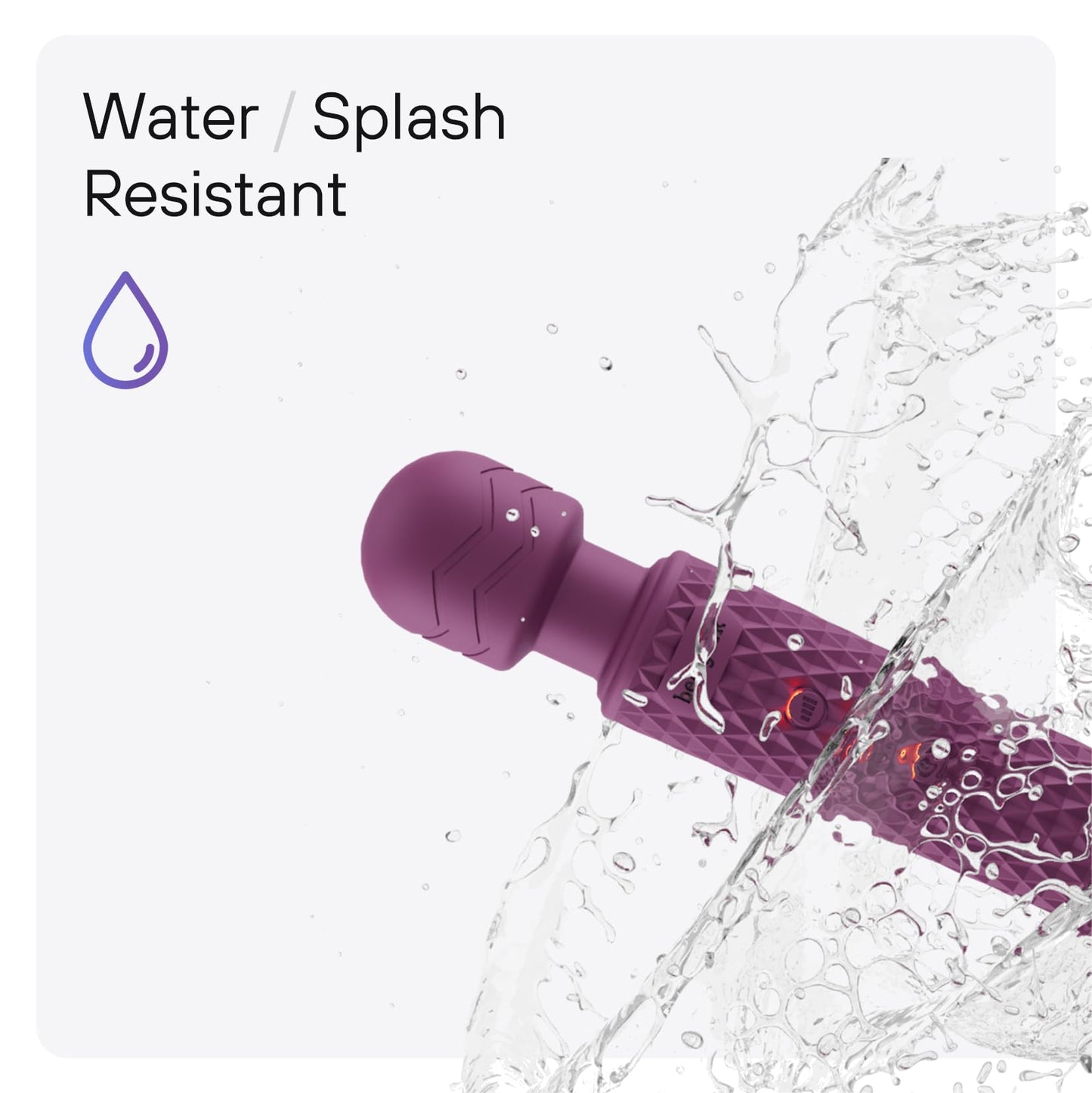 bed geek Handheld Cordless Personal Wand Massager – Waterproof, USB Rechargeable, 20 Vibration Patterns, 8 Speeds, Memory Feature, Skin-Soft Silicone for Ultimate Relaxation Tool (Purple)