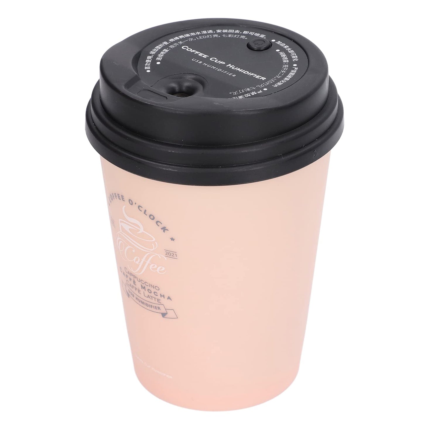 Mini Humidifier, USB 300ml Coffee Cup Low Noise Auto Off Desk Humidifier, Car Humidifier Diffuser, Small Humidifier, Portable Humidifier for Travel, Cute Humidifiers for Bedroom Home Office(Pink)