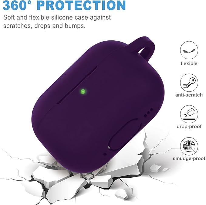 Case for Apple Airpods Pro 3 (2025) - VOTILE Airpods Pro 3 Cases Cover Women Silicone iPods Pro 3 Earbuds Wireless Accessorie Charging Cases Girl Bling Keychain for Airpod iPods Pro 3 - Dark Purple