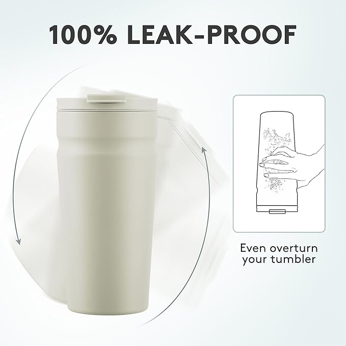 COKTIK 20oz Insulated Tumbler with Lid and Straw 2 Lids (Straw/Flip) Iced Coffee Cup Reusable Stainless Steel Travel Mug Water Bottle Cupholder Friendly for Women Men Her Him (Almond Birch)