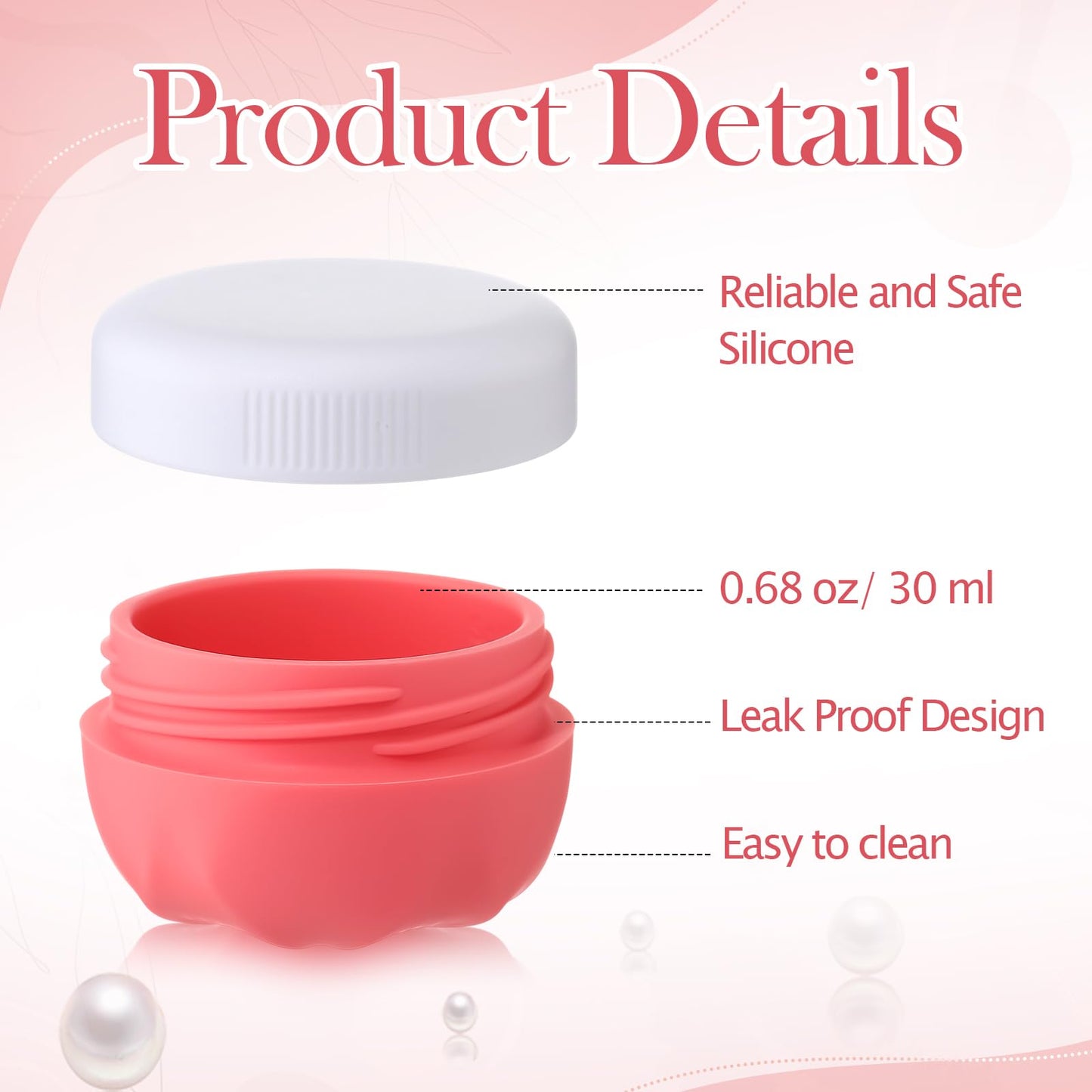 Meanplan 8 Pcs Small Silicone Cream Jars with Lids 1 Oz/ 30 ml Travel Containers for Toiletries Mini Cosmetic Jars Refillable Travel Moisturizer Container for Makeup Face Body Hand Cream