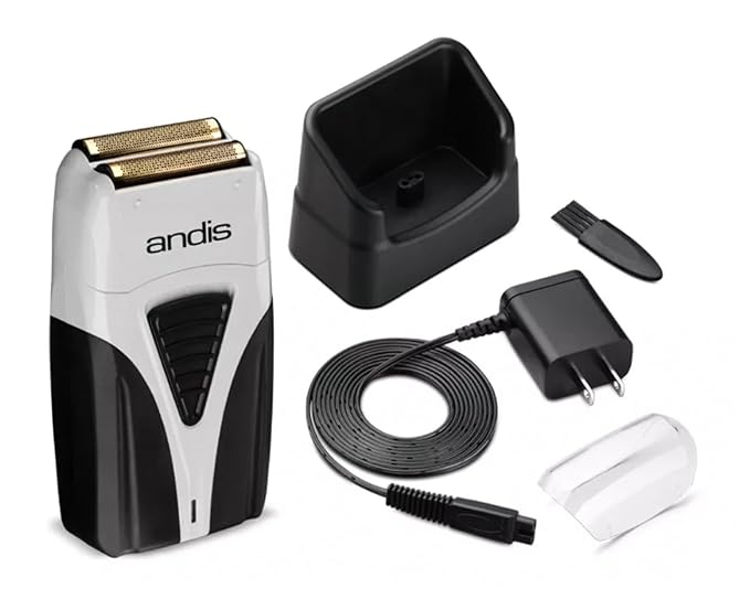 Andis TS-2 17255 Pro Foil Lithium Titanium Foil Shaver, Cord/Cordless, Smooth Shaving Cordless Shaver with Charger, Black