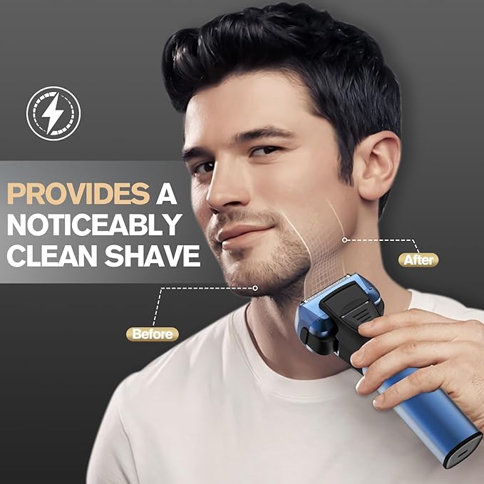 5-Blade Cordless Electric Razor for Men, 2-Speed Electric Shavers for Men Face, Close Shaving Men's Foil Shaver for Coarse Hair Wet/Dry USB-C Fast Charging &100 Min Runtime - Travel-Ready & Giftable