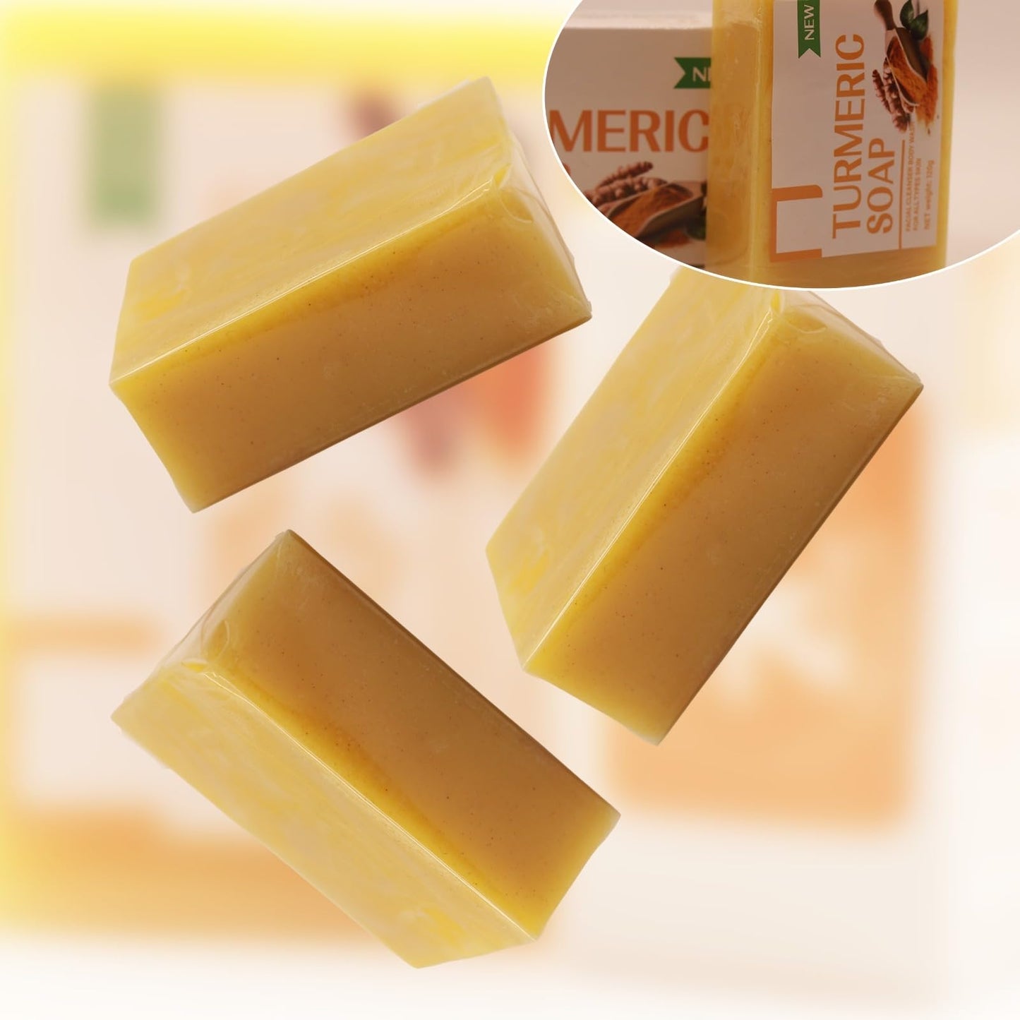 Zazouka Beauty Natural Turmeric Soap Bar, Face & Body Cleanser, Skin Lightening & Anti-Aging, 120g