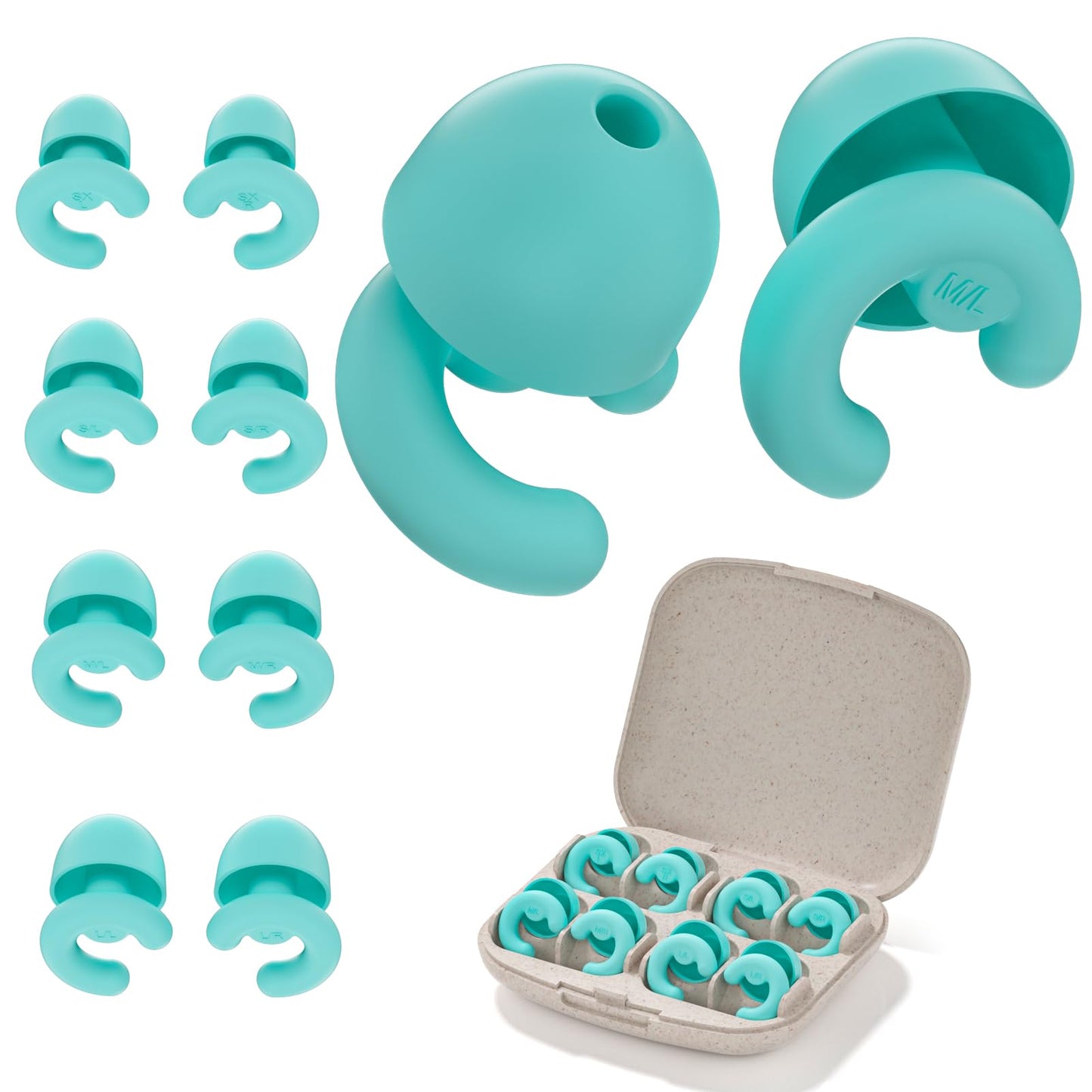 HeyFir Ultra-Soft Noise Cancelling Ear Plugs, Reusable Silicone for Sleep Concerts Travel Office,33dB (NRR),Ergonomic Integrated Design Fit for Small Ear Canals Noise Sensitivity (Green, 4 Pairs)