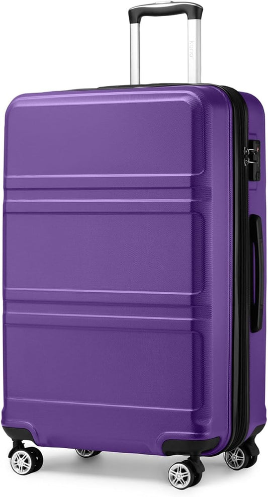 Kono 28 Inch Luggage Expandable Suitcase Lightweight with Spinner Wheels TSA Lock Hardside Large Checked Luggage Durable Rolling Suitcase Purple