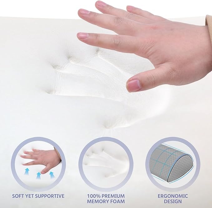 Knee Pillow for Back Sleeping and Ergonomic Memory Foam Knee Pillow for Hip Pain Relief, Leg Pillow for Spinal Alignment, Support for Side & Back Sleeping, Machine Washable Cover (Gray)