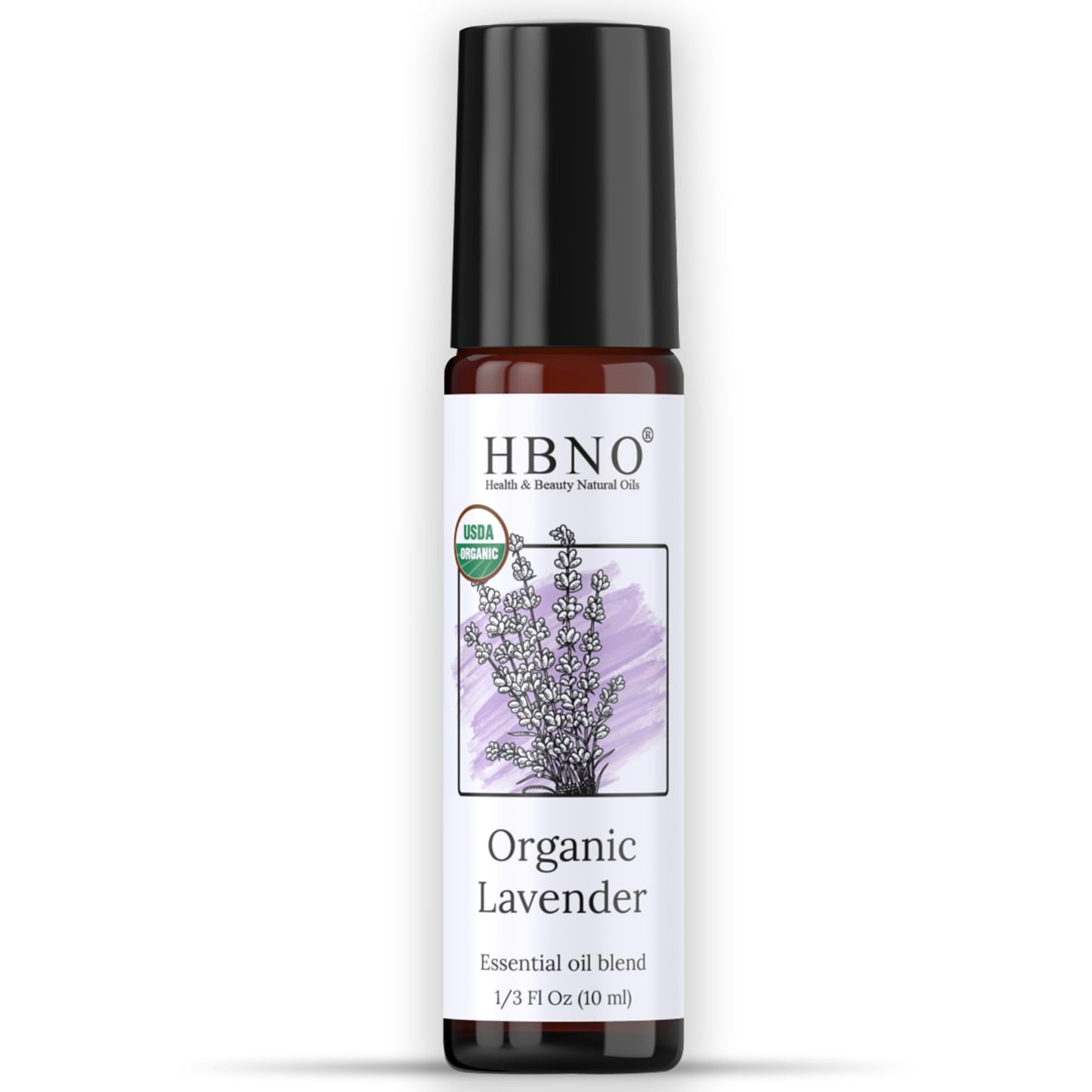 HBNO Organic Lavender Essential Oil Roll-On - 1/3 oz (10 ml) Travel Size - USDA Certified Organic Lavender and Mct Oils - Perfect for Traveling, Aromatherapy, Massage, perfumes, moisturizer