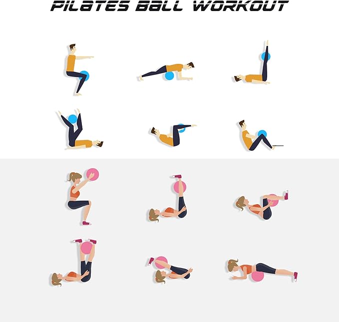 Cikyner Soft Pilates Ball, Small Exercise Ball 9 Inch Mini Gym Ball with Inflatable Straw, Suitable for Pilates, Yoga, Full Body Training, Physical Therapy and Balance improving at Home, Gym & Office