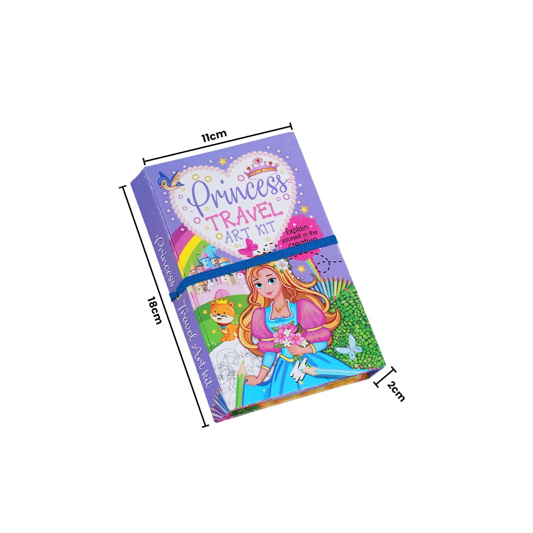FIRSTJIGGLE First Jiggle Colouring and Sticker Princess Travel Art Kit | Includes Coloring Pad, Sticker Sheets & Color Pencils | Fun Travel Activity for Kids | Gift for Girls Ages 3-8