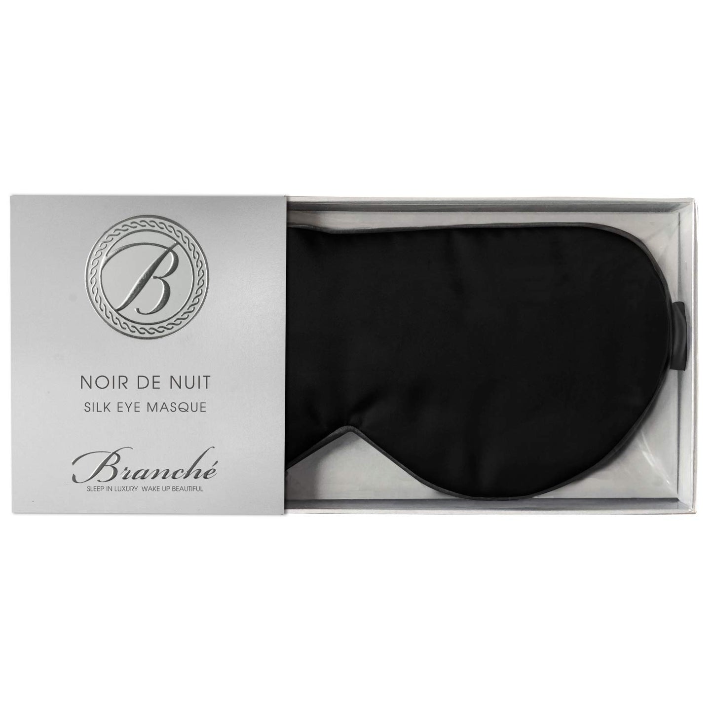 Branche Beauty Belle De Nuit Sleep Mask - Silk Eye Mask 6A Silk 22 Momme Eye Cover Sleepover Shade Blindfold Mask for Luxury Sleep in Total Darkness (Black)