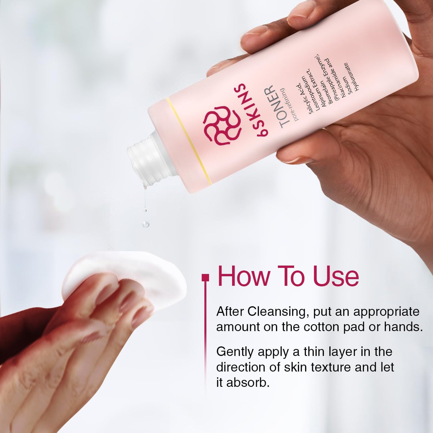 6SKINS® Pore Refining Toner for Face with Salicylic Acid (BHA) & Glycolic Acid (AHA) - Hydrating Korean Skin Care Face Toner for Women - Pore Minimizer for Face, Brightens & Moisturizes Skin - 150 ml