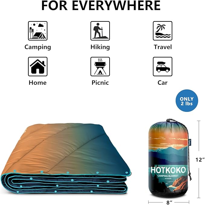 Camping Blanket,Puffy Printed Camp Blankets Lightweight Packable for Outdoor Camping,Traveling, Stadium, Hiking, Picnics