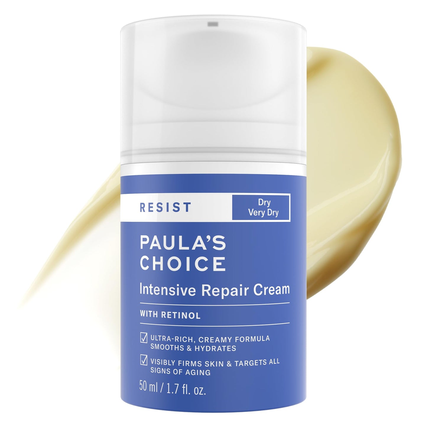 Paula's Choice RESIST Intensive Repair Cream with Retinol, Hyaluronic Acid & Jojoba, Concentrated Anti-Aging Moisturizer for Dry, Chapped Skin, 1.7 Ounce