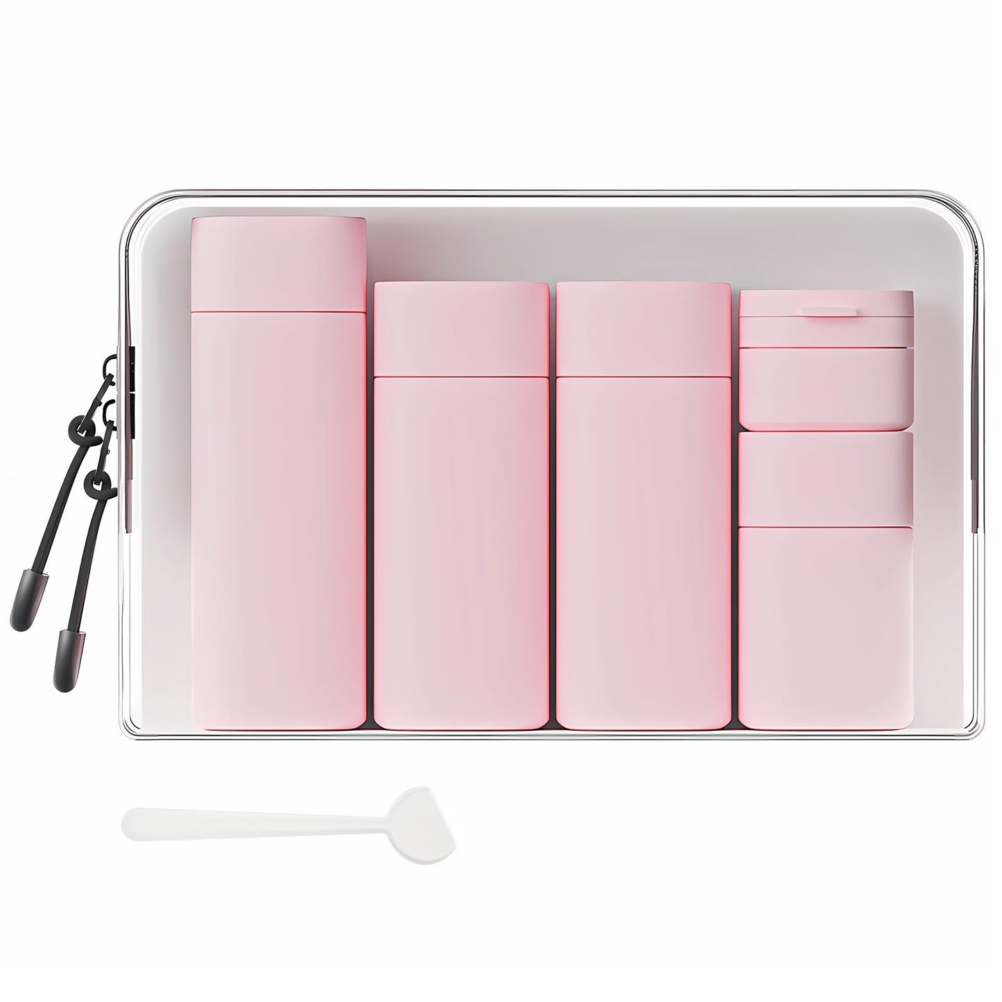 Travel Bottles for Toiletries, 5 Pack Travel Size Containers, TSA Approved Leak Proof - Refillable Silicone Toiletry Containers with Clear Bag for Shampoo, Conditioner & Lotion (Pink)