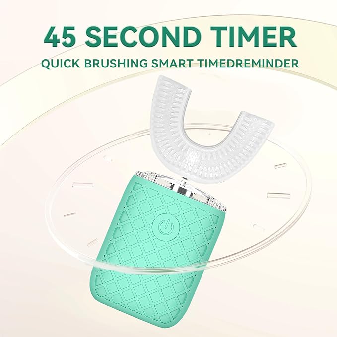 Adult Sonic Automatic Electric Toothbrush, 360° Oral Cleaning Stain Whitening, IPX7 Waterproof Rechargeable, u-Shape Brush Head*3+Straight Handle Brush Head*2, Suitable for Travel or Home Use