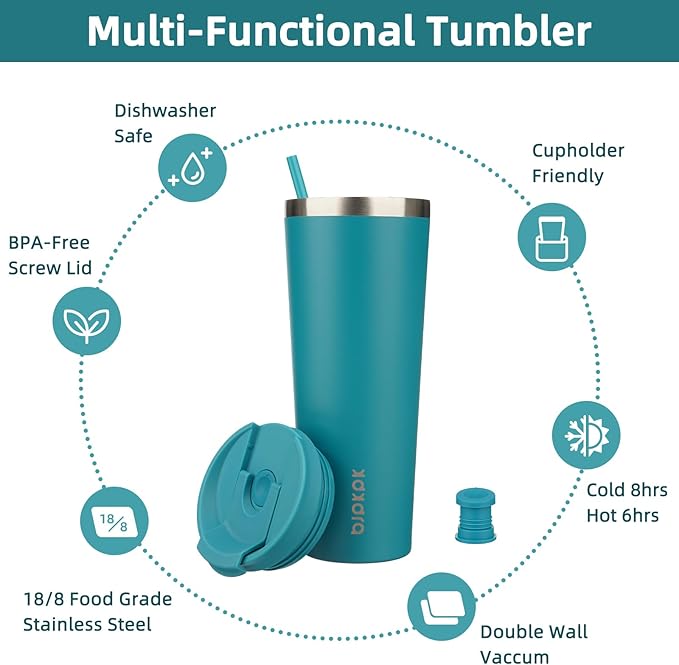 BJPKPK 26oz Tumbler With lid And Straw Stainless Steel Travel Coffee Mug Insulated Tumblers Cups,Laguna