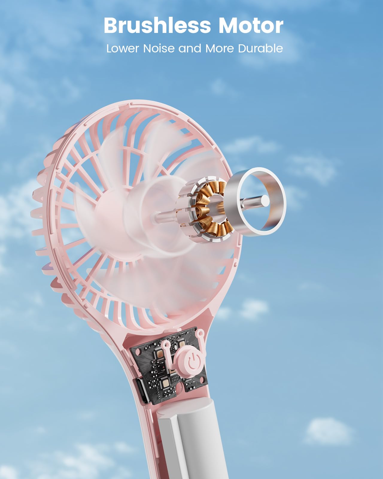 Edvision Portable Mini Fan - Powerful Personal Handheld Fan with 3 Speeds, Cute and Small, USB Rechargeable for Travel/Lash/Makeup/Outdoor/Home, Pink