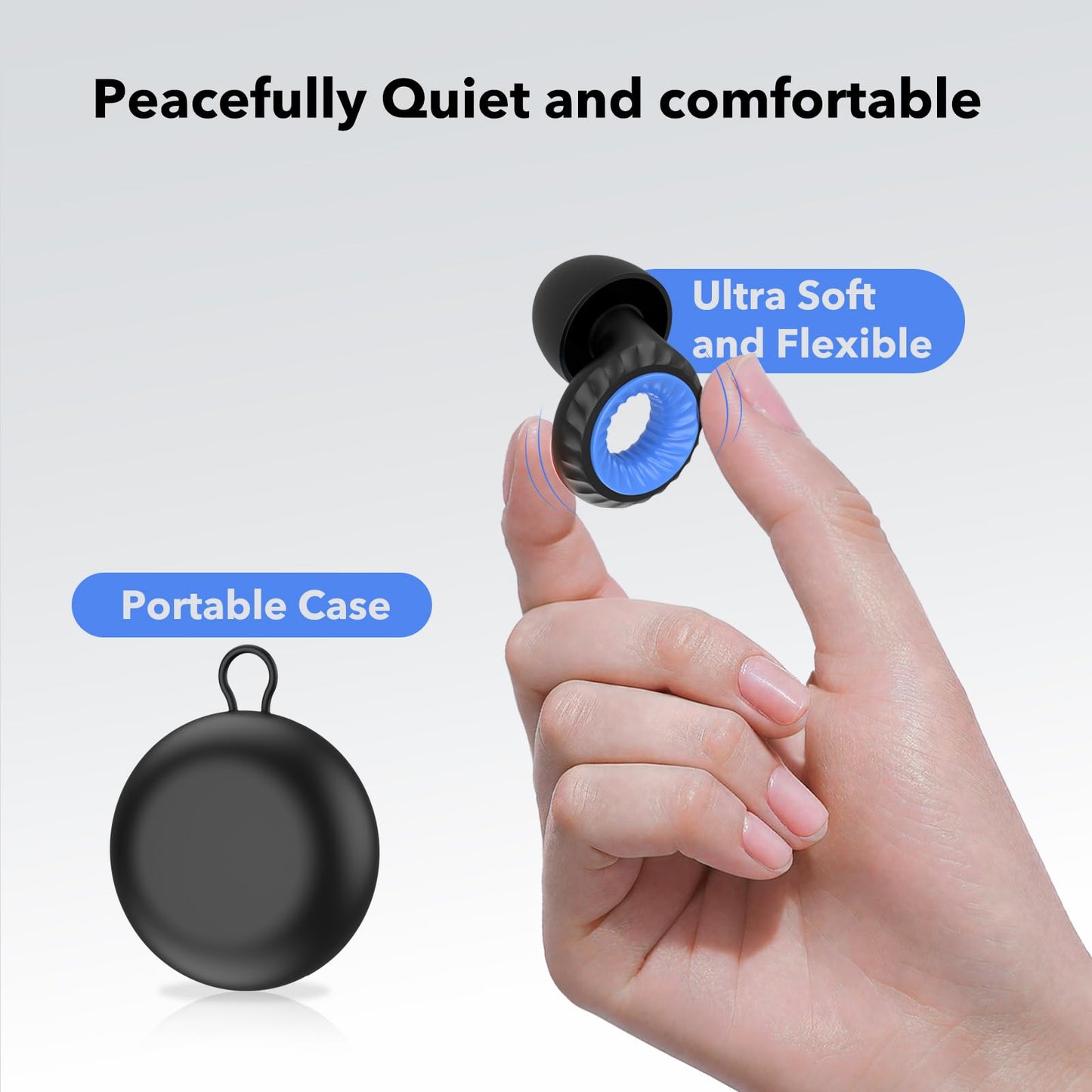 Ear Plugs for Sleeping Noise Cancelling -30dB, 2-Pack Reusable Soft Noise Reduction Ear Plugs for Sleep, Travel,Deep Focus, Hearing Protection,Concert with Carrying Case(White*2)