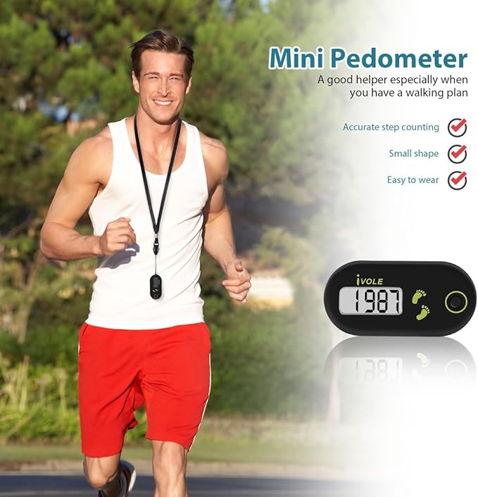 BESPORTBLE 3D Digital Pedometer - Best Clip on Step Counter with Large Digital Display for Walking, Running & Fitness Tracks Steps Pedometer for Men, Women, Seniors & Kids