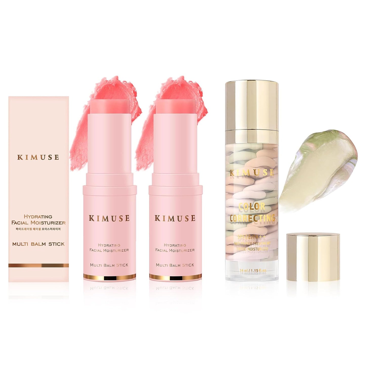 KIMUSE All-in-One Hydrating Multi Balm Stick & Color Correcting Facial Serum