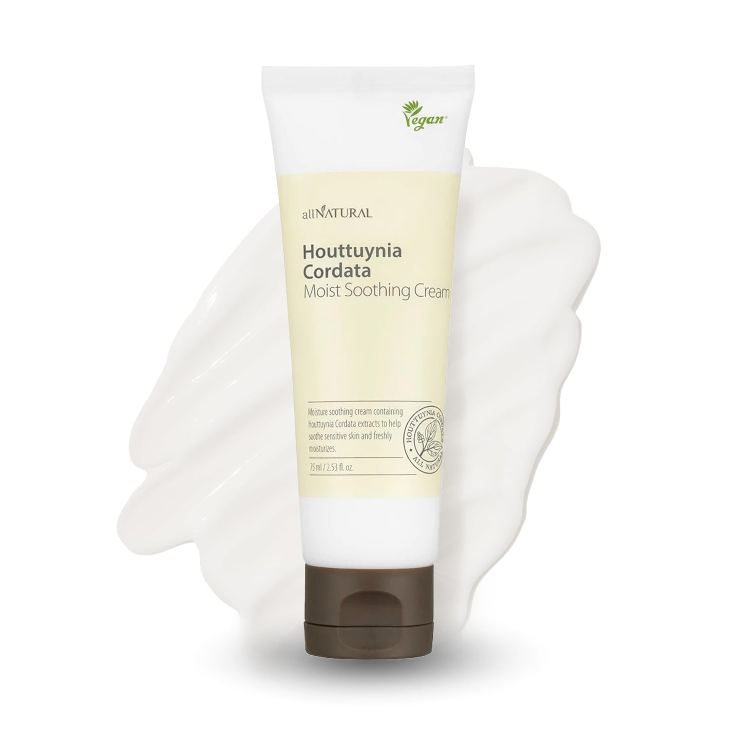 All Natural Houttuynia Cordata Soothing Cream - Lightweight Hydration, Sebum Control and Redness Relief – Calming Heartleaf Moisturizer for Sensitive Skin, Vegan Skincare (2.53Fl. Oz)