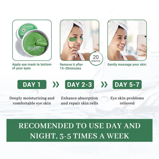 Devimic Under Eye Mask, 30 Pairs Seaweed Eye Masks for Dark Circles and Puffiness Treatment, Under Eye Patches for Puffy Eyes and Eye Bags, Gel Eye Mask Eye Pads for Face Skin Care