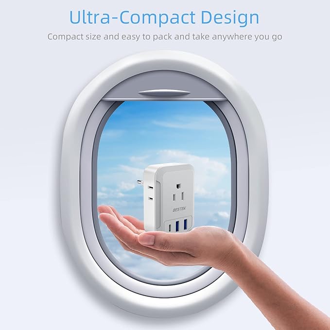 BESTEK 3 Pack European Travel Plug Adapter USB C - US to Europe Plug Adapter with 4 Outlets 3 USB Charger (1 PD 20W) Type C Plug Adapter Travel Essentials to Most Europe EU Spain Italy France Germany