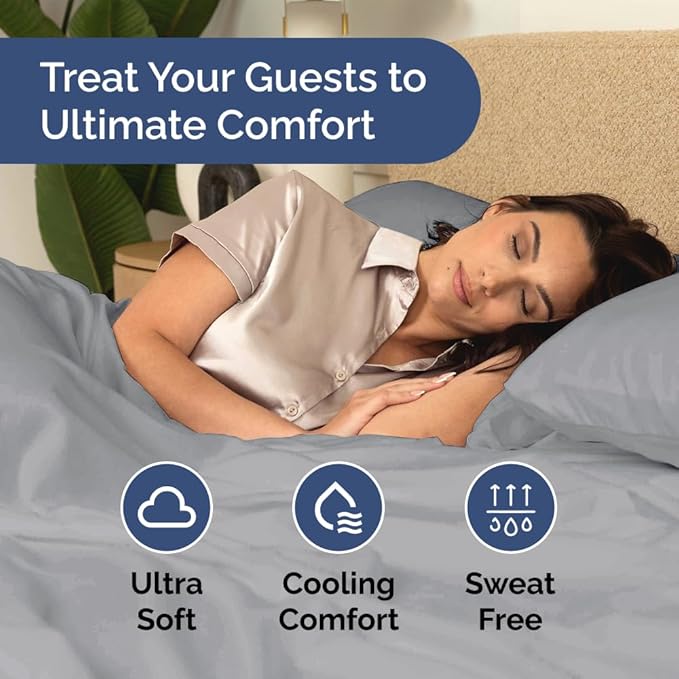 Bulk Case Pack of 16 Sheet Sets - (16) Complete Full Size Sheet Sets with Deep Pockets - Wholesale Bulk Bedding for Hotels, Spas & Airbnbs - Breathable, Cooling and Wrinkle Free - (Full, Steel Blue)