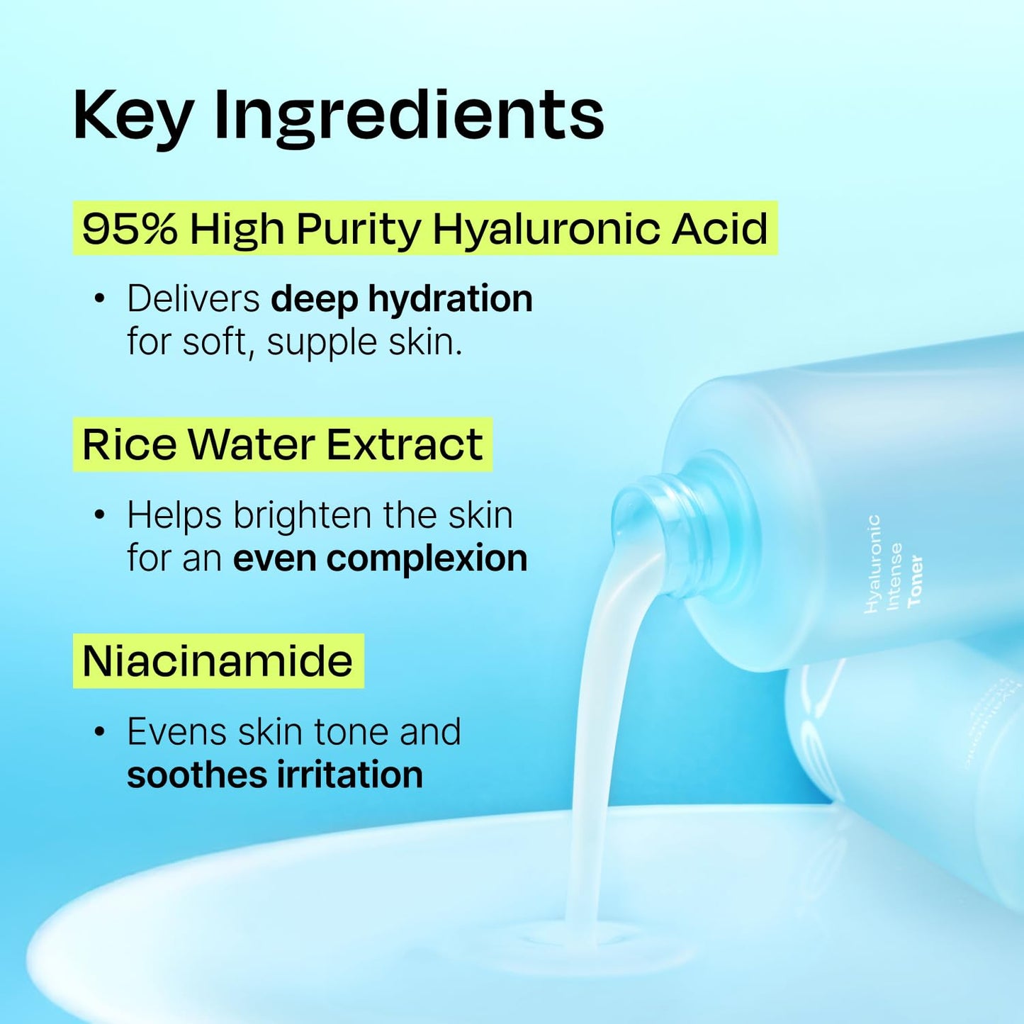 Celladix Hyaluronic Intense Toner – 95% Pure Hyaluronic Acid with Rice Extract & Niacinamide for 100 Hours of Hydration & Radiant Glass-Skin Glow – Korean Skincare, 10.14 Fl Oz