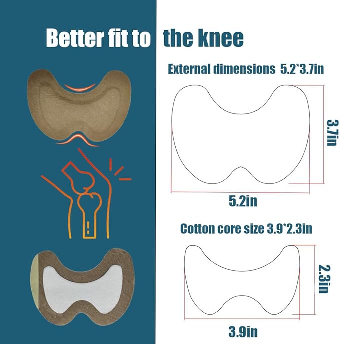 30pcs Castor Oil Patches for Knees, Castor Oil Pack Wrap, Specially Designed for Knees, Disposable Organic Cotton Self-Adhesive Sheet, 5.2x3.7in, No Wash(Without Essential Oils)