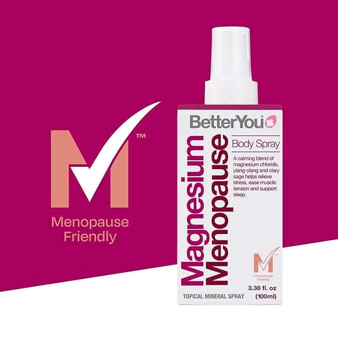 BetterYou Menopause Body Spray - Magnesium Chloride Spray for Menopause Relief - With Ylang Ylang and Clary Sage - Muscle and Sleep Support - 3.38 oz