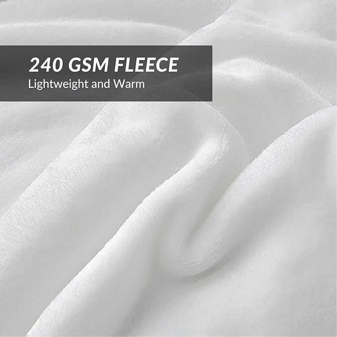 Bedsure GentleSoft Fleece Blanket Twin Size White - 300GSM Lightweight Plush Fuzzy Cozy Soft Warm Blanket for Bed, Sofa, Couch, Travel, Camping, 60x80 inches