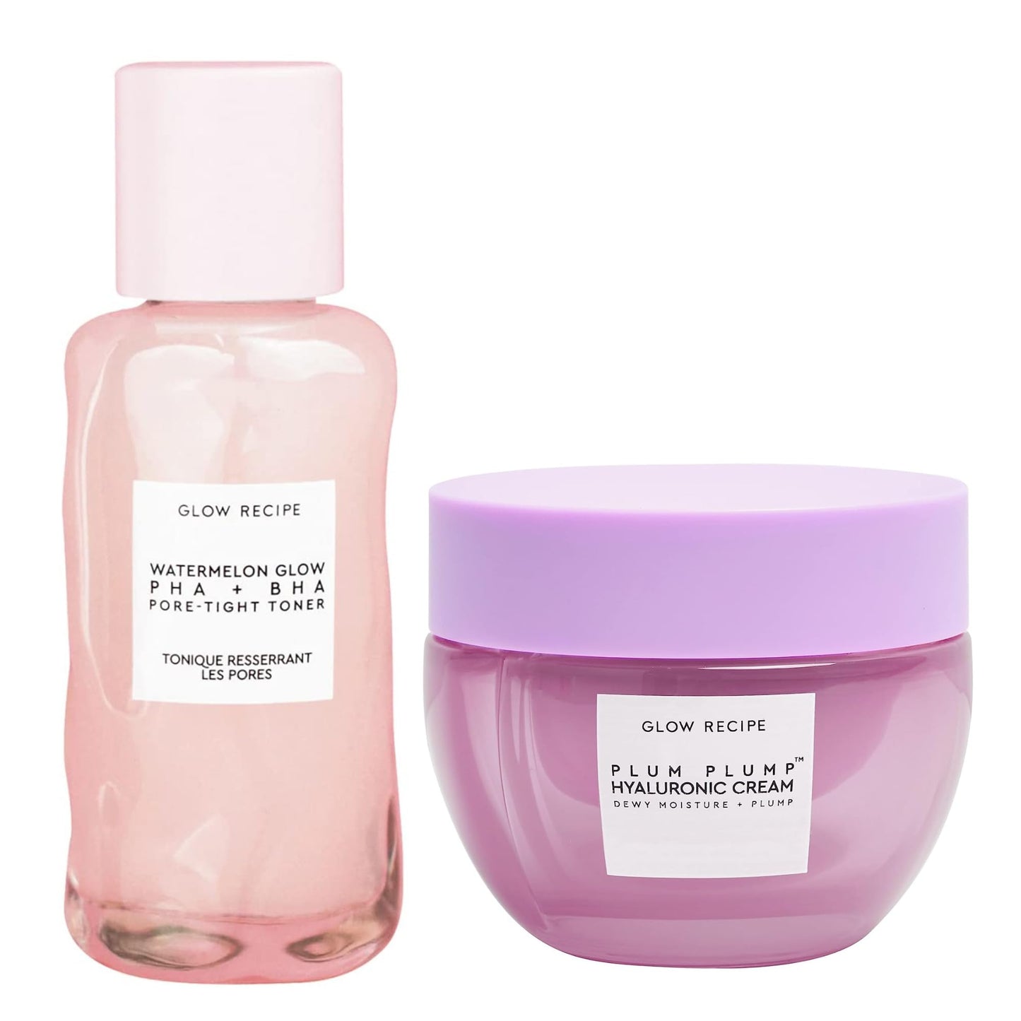 Glow Recipe Glow Reciple Mini Watermelon Glow PHA + BHA Facial Toner & Pore Minimizer with Hyaluronic Acid (40 ml) + Plum Plump Hyaluronic Acid Moisturizer Face Cream for Dry Skin (50 ml)