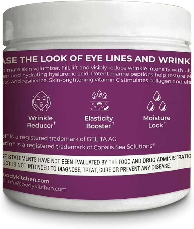 Body Kitchen Collagen and 250 mg Elastin Supplement to Aid Signs of Aging, Support Skin Health & Elasticity, Fewer Wrinkles, Unflavored Powder, Tasteless, Odorless, Colorless, 30 Servings (2 Pack)