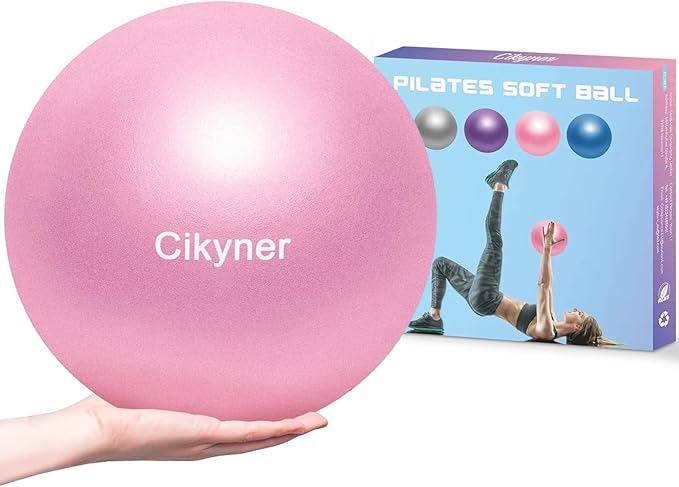 Cikyner Soft Pilates Ball, Small Exercise Ball 9 Inch Mini Gym Ball with Inflatable Straw, Suitable for Pilates, Yoga, Full Body Training, Physical Therapy and Balance improving at Home, Gym & Office