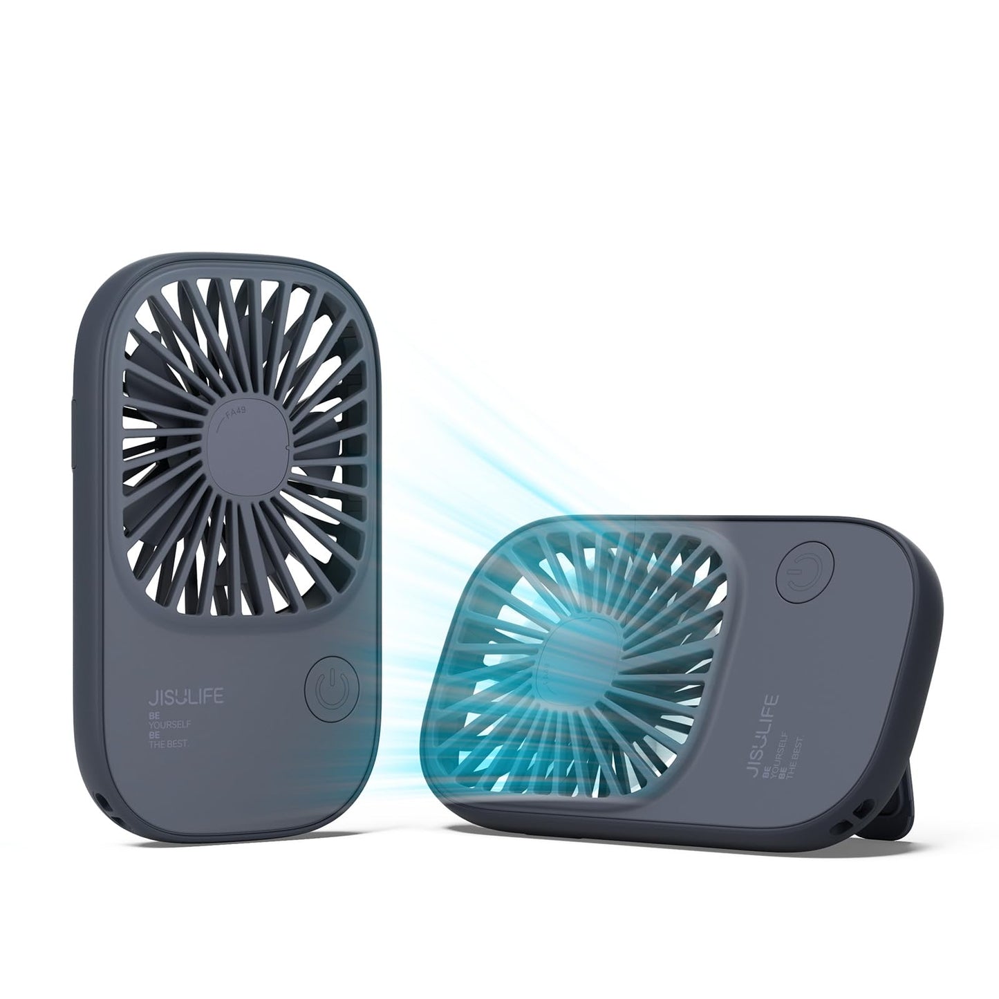 JISULIFE Handheld Mini Lash Fan with Bracket, Small Portable USB Rechargeable Personal Makeup/Eyelash Fan with 3 Speeds for Women Mom Girls Office Outdoor Travel Blue