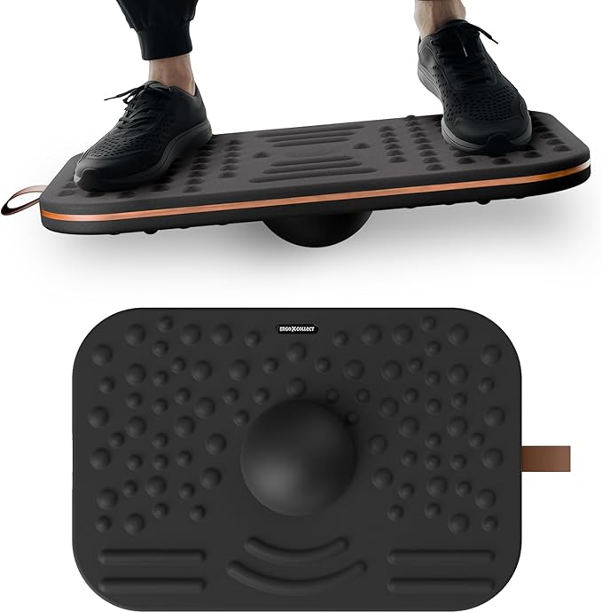 360-Degree Wobble Balance Board for Adults - 2-in-1 Dual-Sided Anti-Fatigue Mat & Stability Trainer for Standing Desk, Home Gym or Office - Premium PU Leather & Solid Wood