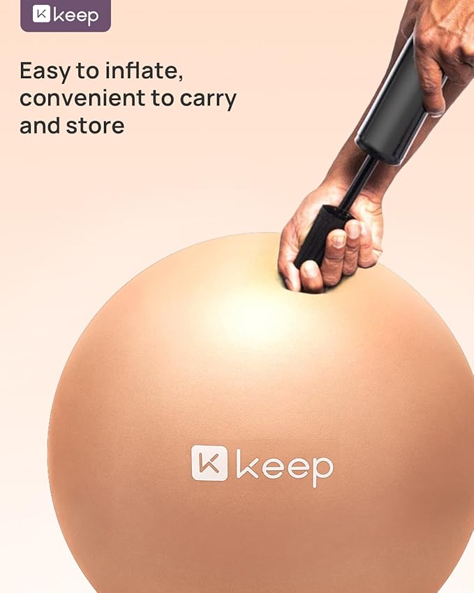 KEEP Pilates Small Exercise Ball Anti-Burst - Thickened Yoga Ball With Pump for Physical Therapy, Fitness, Workout, and Core Strength