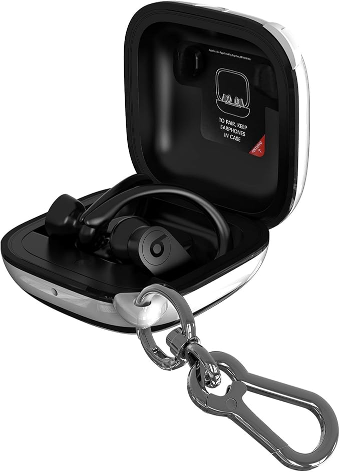 Compatible Powerbeats Pro Case Cover, Full Protective Shockproof Anti-Slip Silicone Case for Beats Powerbeats Pro 2019 (White Edge+Black)